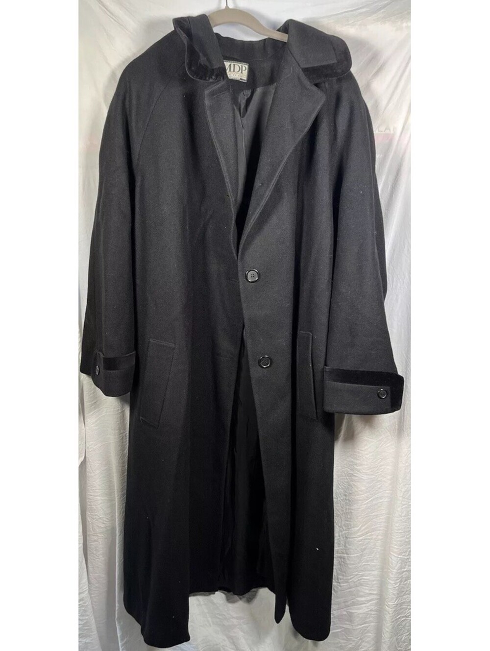Mario De Pinto Timeless VTG Black Wool Long Winter Trench Coat XL